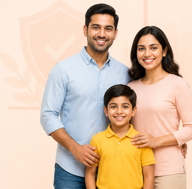 Family protected with insurance cover